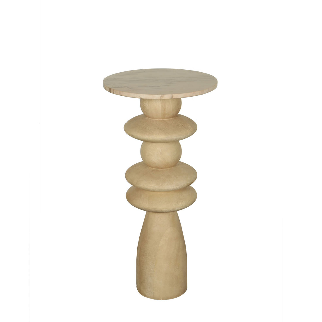 Mesa auxiliar Callain Madera de Mango Natural  Mármol PTMD