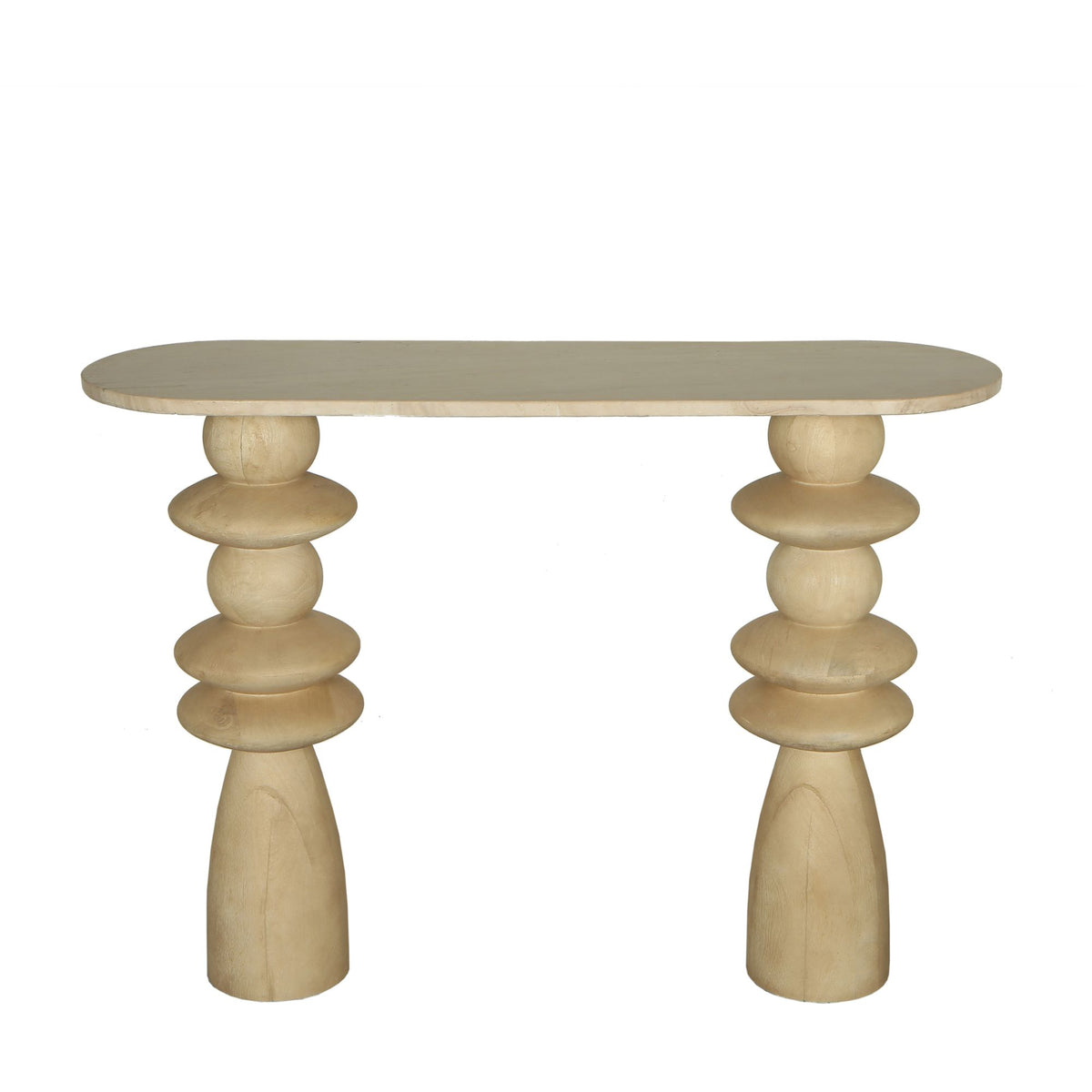 Mesa auxiliar Callain Madera de Mango Natural Mármol Óvalo PTMD