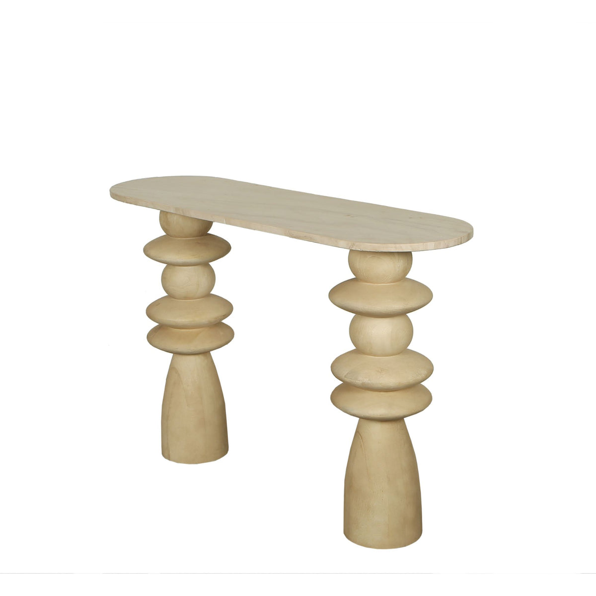 Mesa auxiliar Callain Madera de Mango Natural Mármol Óvalo PTMD