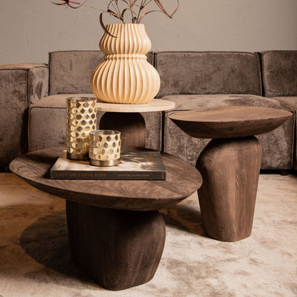 Mesa de centro Harshad de madera de mango marrón, orgánica PTMD