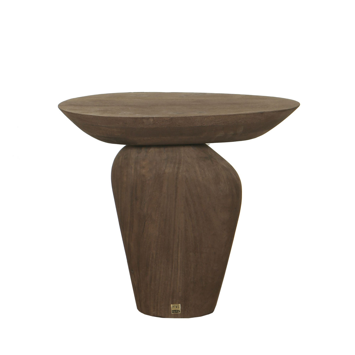Mesa auxiliar Harshad de madera de mango marrón, forma orgánica, PTMD