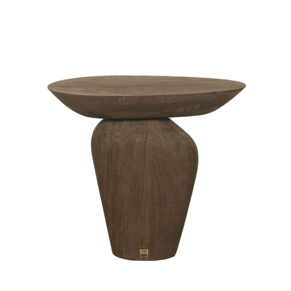 Mesa auxiliar Harshad de madera de mango marrón, forma orgánica, PTMD