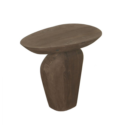 Mesa auxiliar Harshad de madera de mango marrón, forma orgánica, PTMD