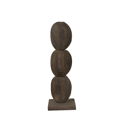 Estatua circular Kodey Brown de madera de mango PTMD