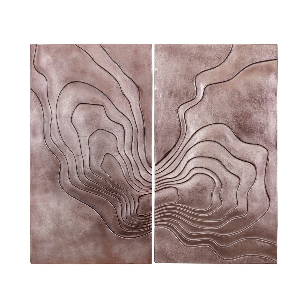 Panel de pared de aluminio fundido bronce Erika Wave en 2 partes PTMD