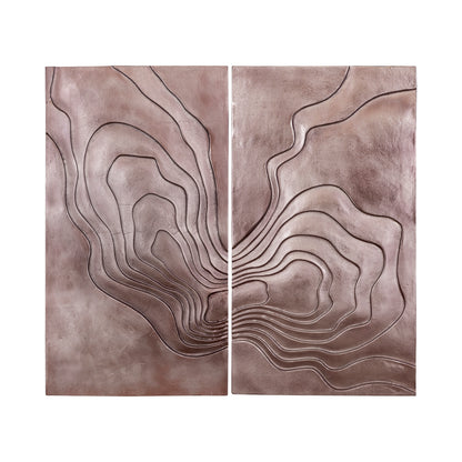 Panel de pared de aluminio fundido bronce Erika Wave en 2 partes PTMD