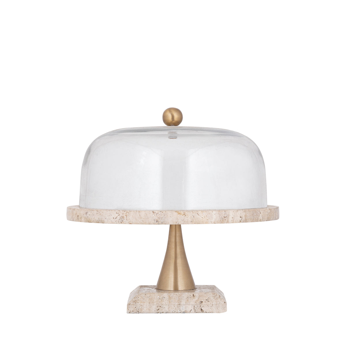 Bandeja para tartas Lyron Travertino Natural Redonda Vidrio Bell Grande PTMD