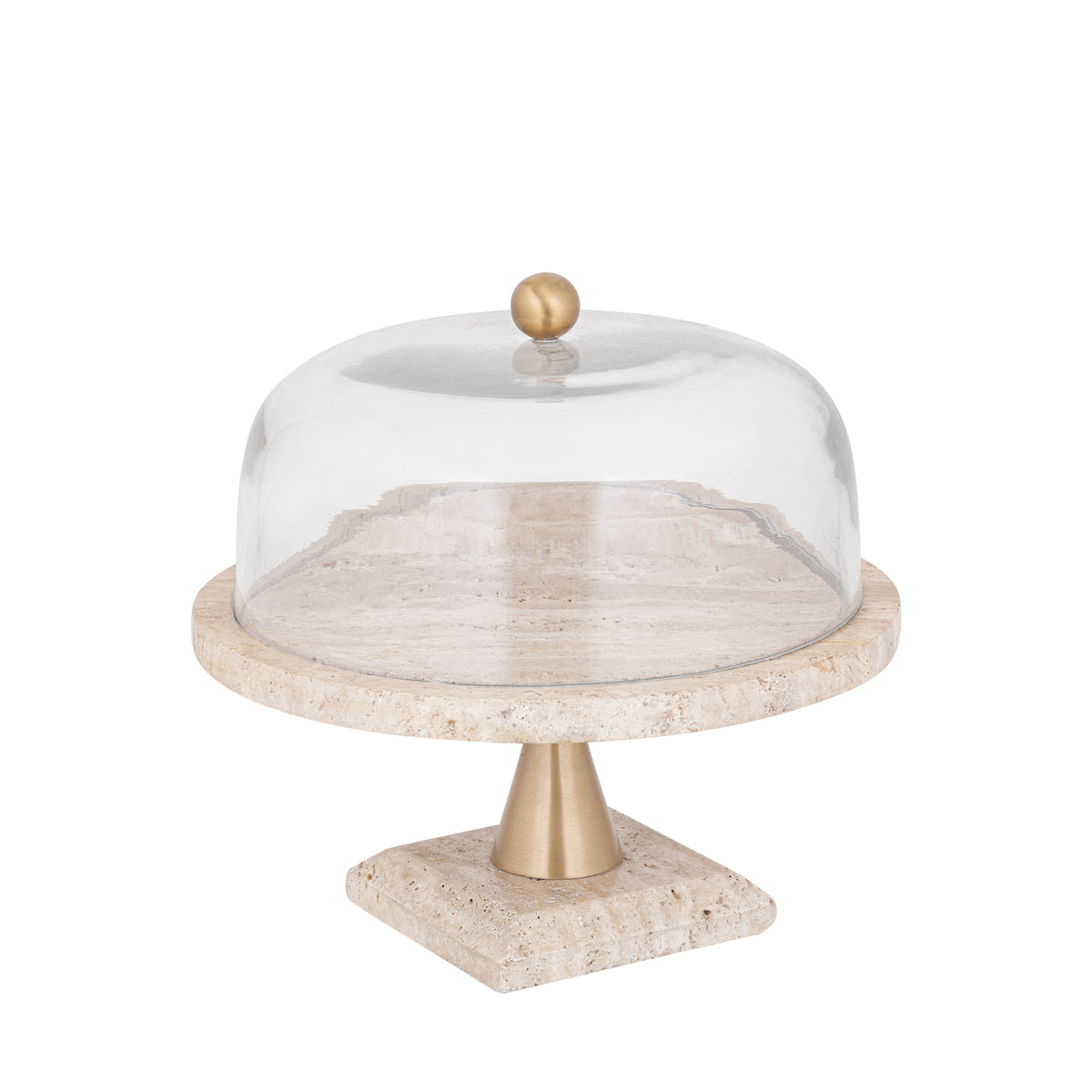 Bandeja para tartas Lyron Travertino Natural Redonda Vidrio Bell Grande PTMD