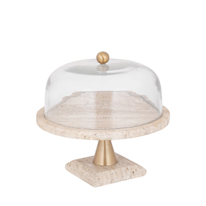 Bandeja para tartas Lyron Travertino Natural Redonda Vidrio Bell Grande PTMD