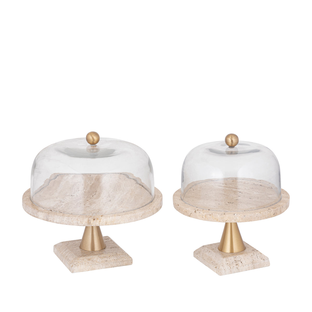 Bandeja para tartas Lyron Travertino Natural Redonda Vidrio Bell Grande PTMD