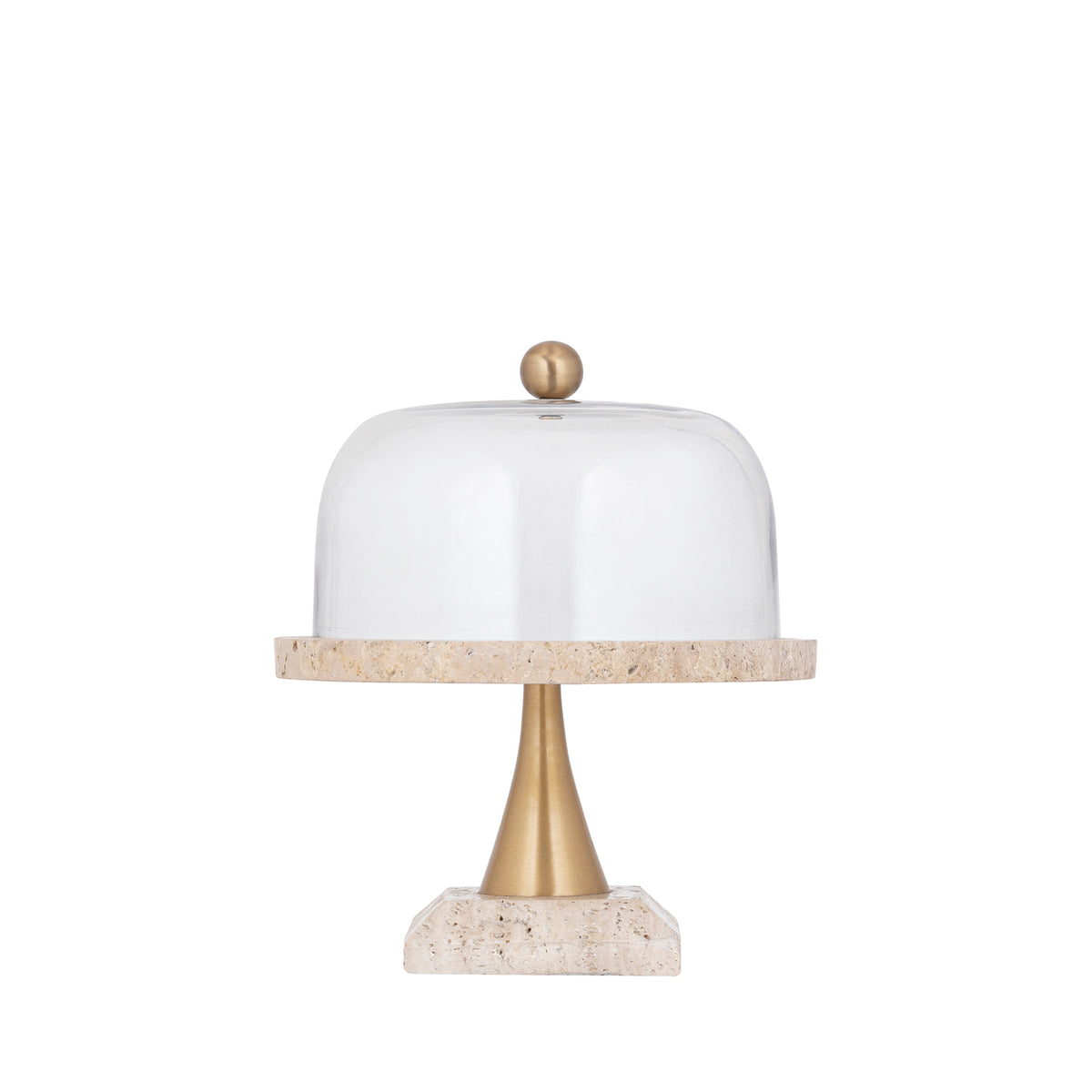 Bandeja para tartas Lyron Natural Travertino Redonda Vidrio Bell Pequeña PTMD