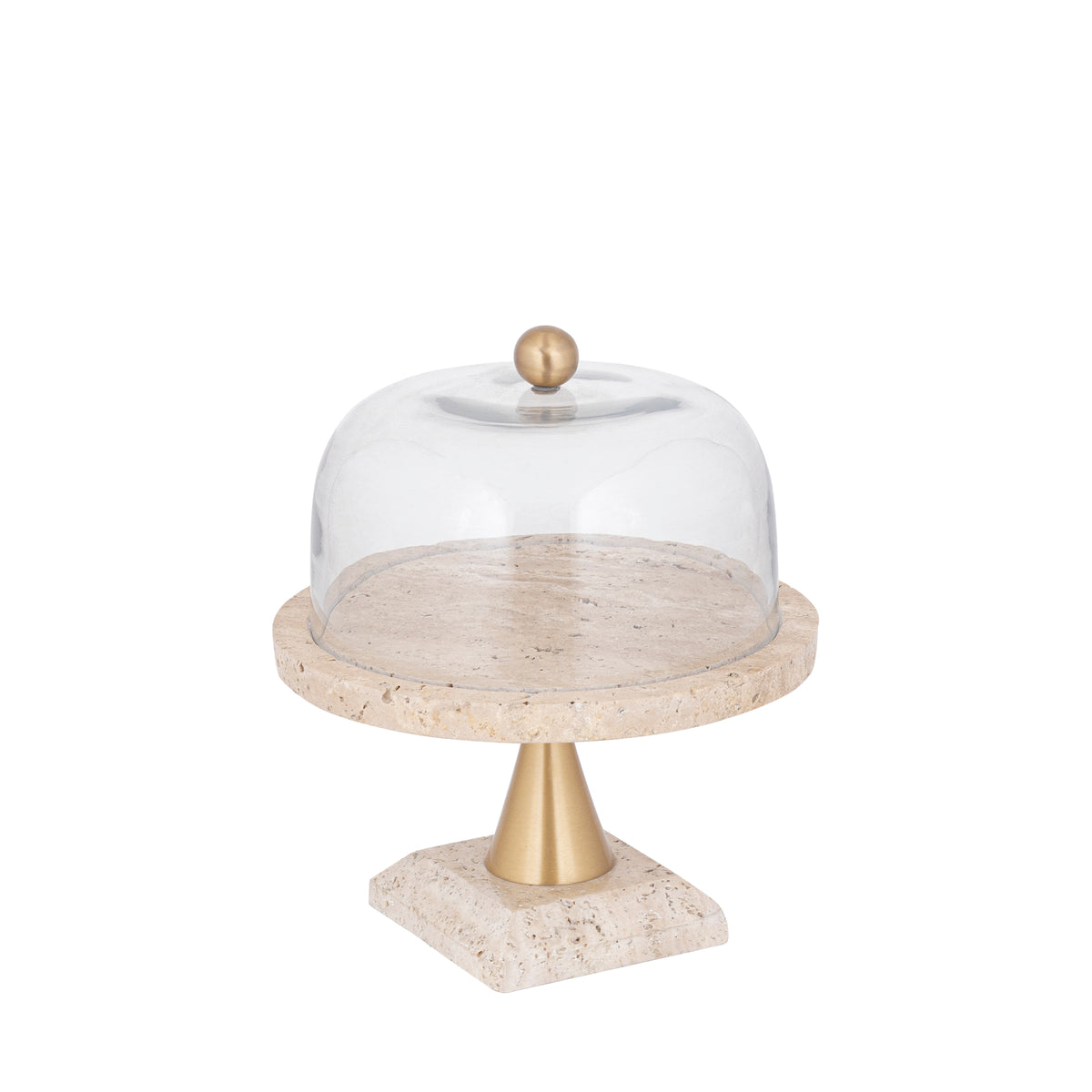 Bandeja para tartas Lyron Natural Travertino Redonda Vidrio Bell Pequeña PTMD
