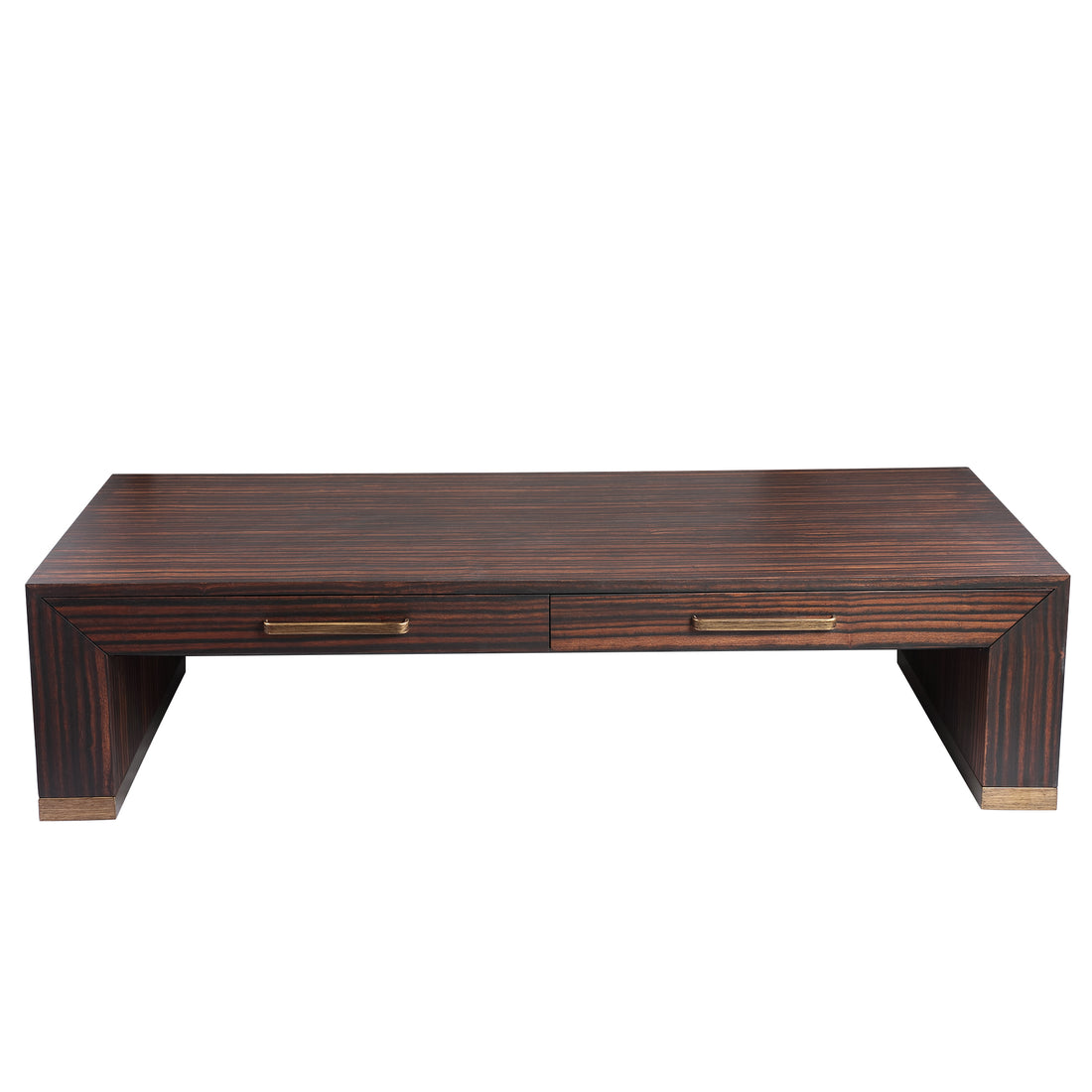 Mesa de centro Tiess de chapa de madera marrón con 2 cajones PTMD