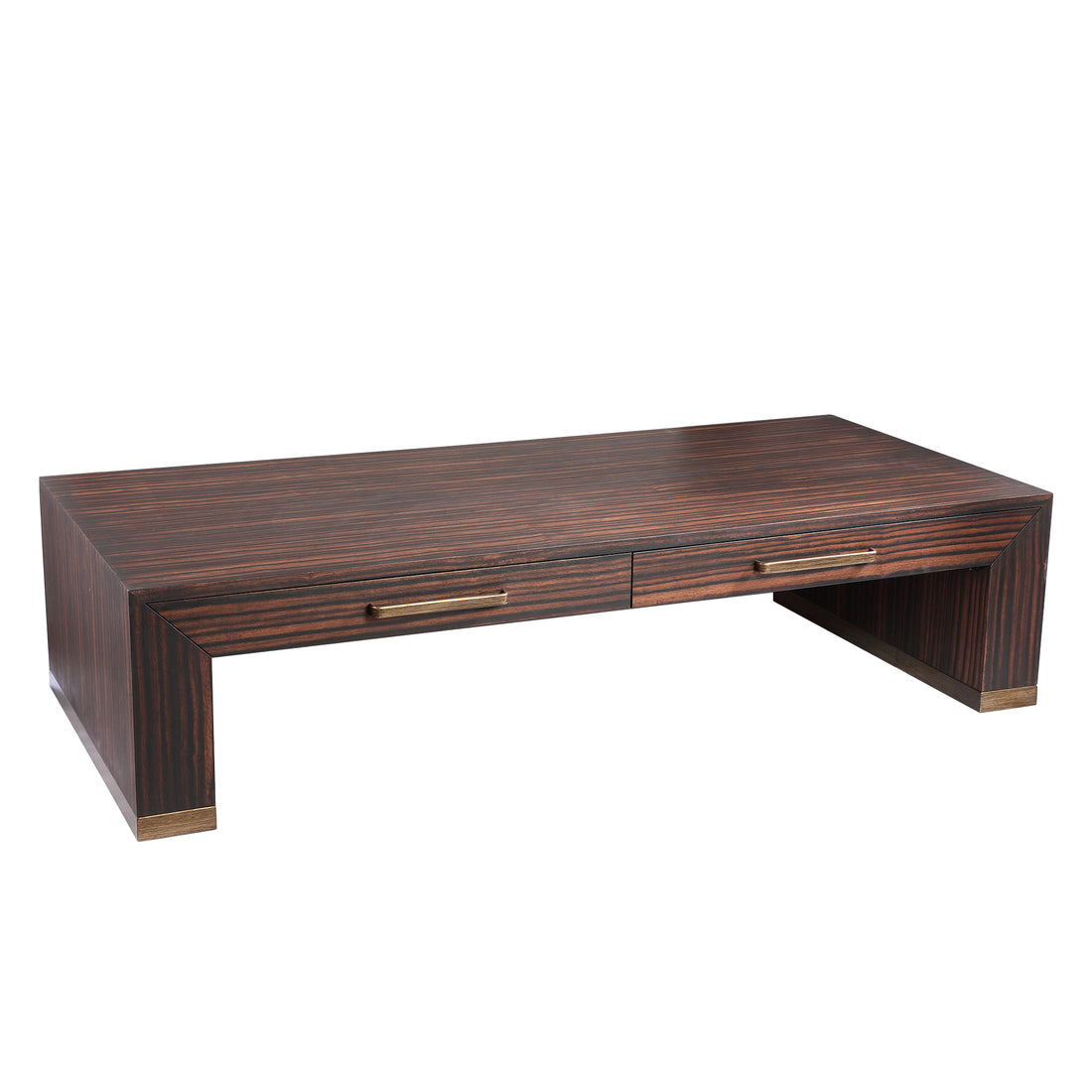 Mesa de centro Tiess de chapa de madera marrón con 2 cajones PTMD