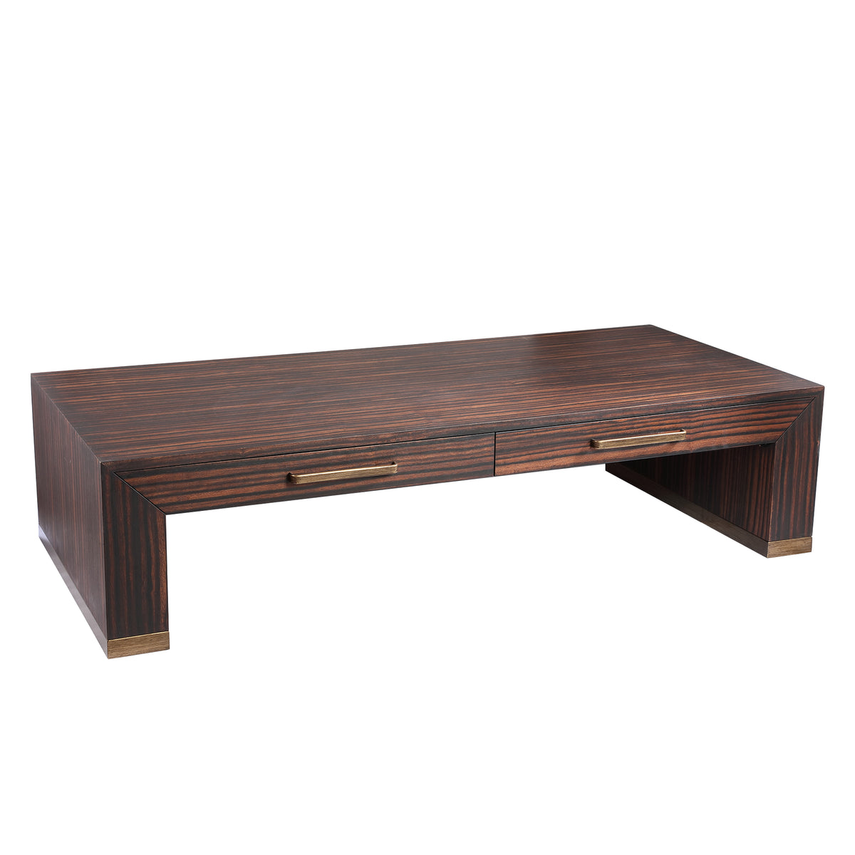 Mesa de centro Tiess de chapa de madera marrón con 2 cajones PTMD