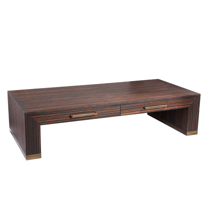 Mesa de centro Tiess de chapa de madera marrón con 2 cajones PTMD