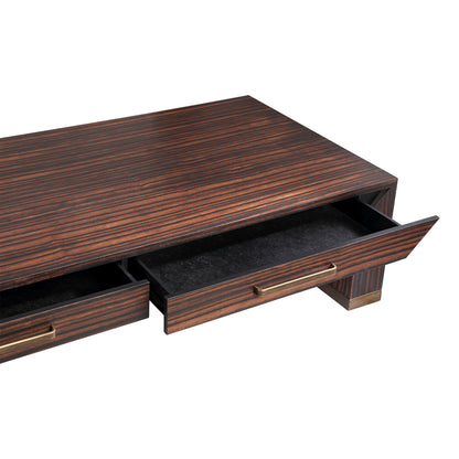 Mesa de centro Tiess de chapa de madera marrón con 2 cajones PTMD