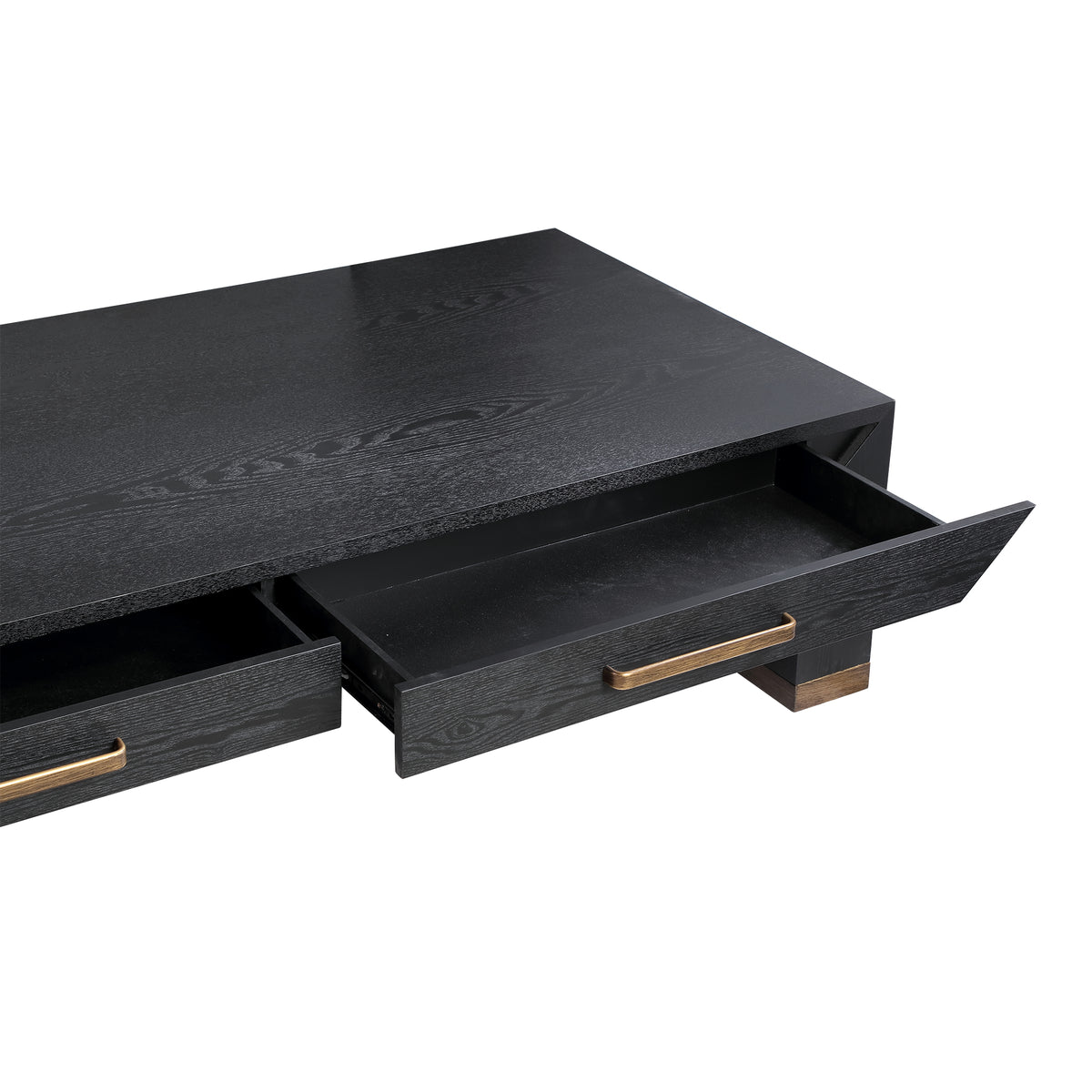 Mesa de centro Tiess de chapa de madera negra con 2 cajones PTMD