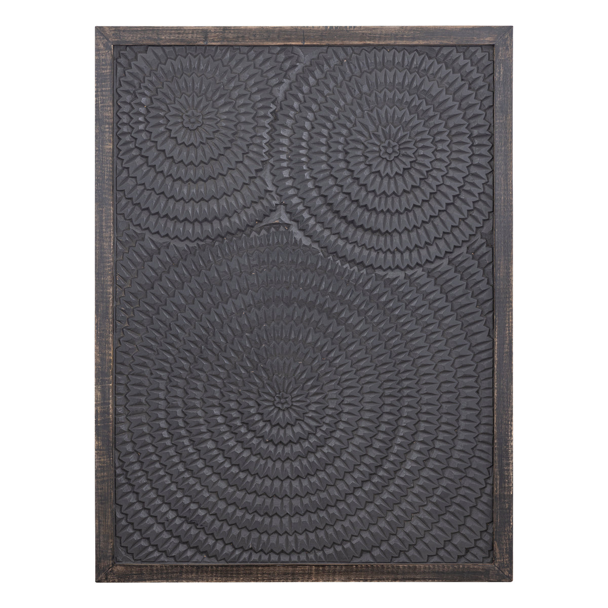 Levya Panel de pared rectangular de madera negra con patrón circular PTMD