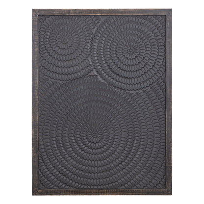 Levya Panel de pared rectangular de madera negra con patrón circular PTMD
