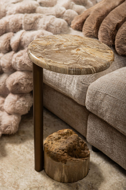 Mesa auxiliar Ataja Natural Madera petrificada natural Pata de latón PTMD