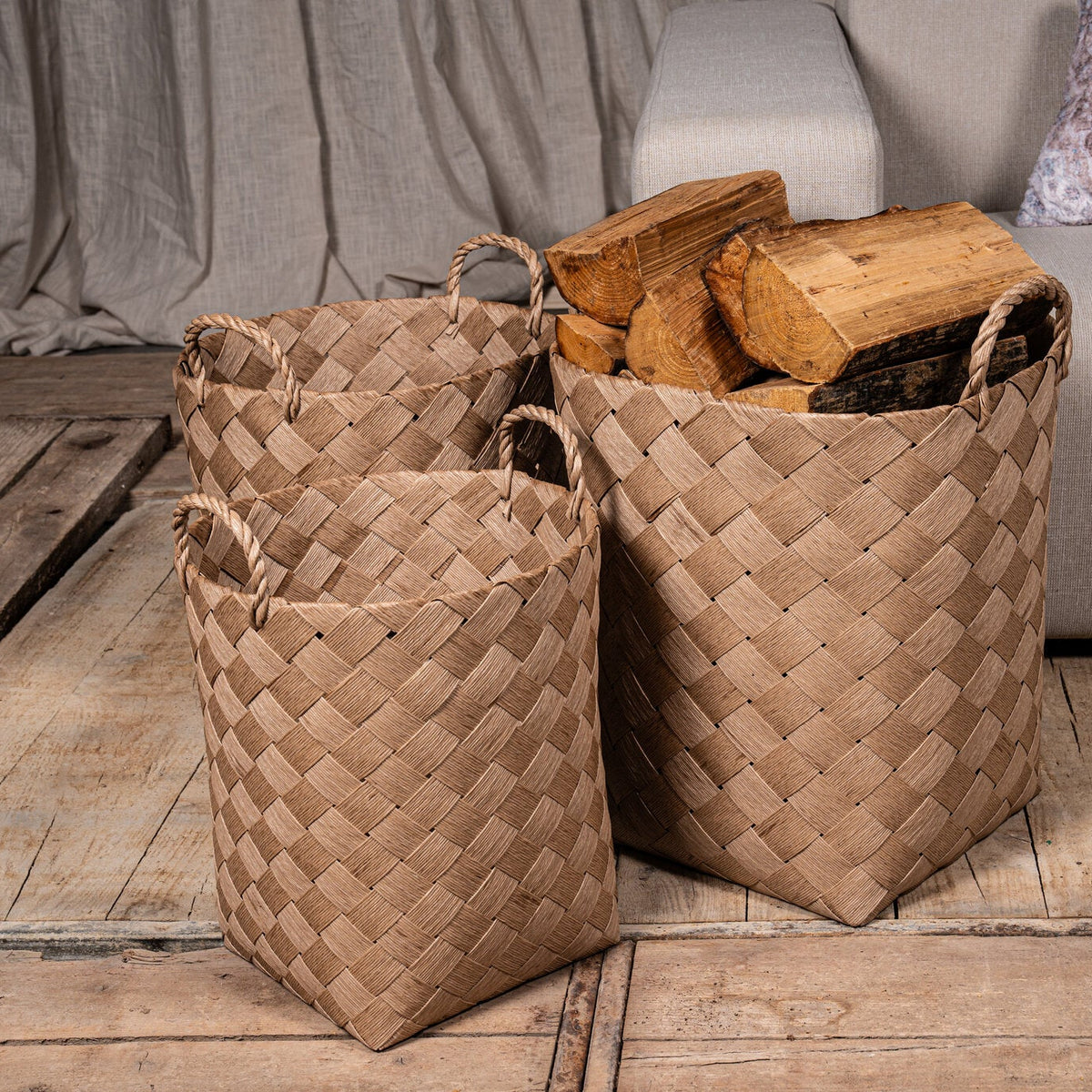 Asa de cesta redonda natural de papel trenzado Clarke SV3 PTMD