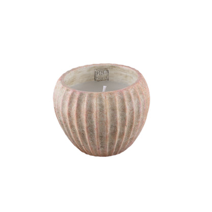 Vela de exterior Elora de cemento marrón acanalado, mediana PTMD