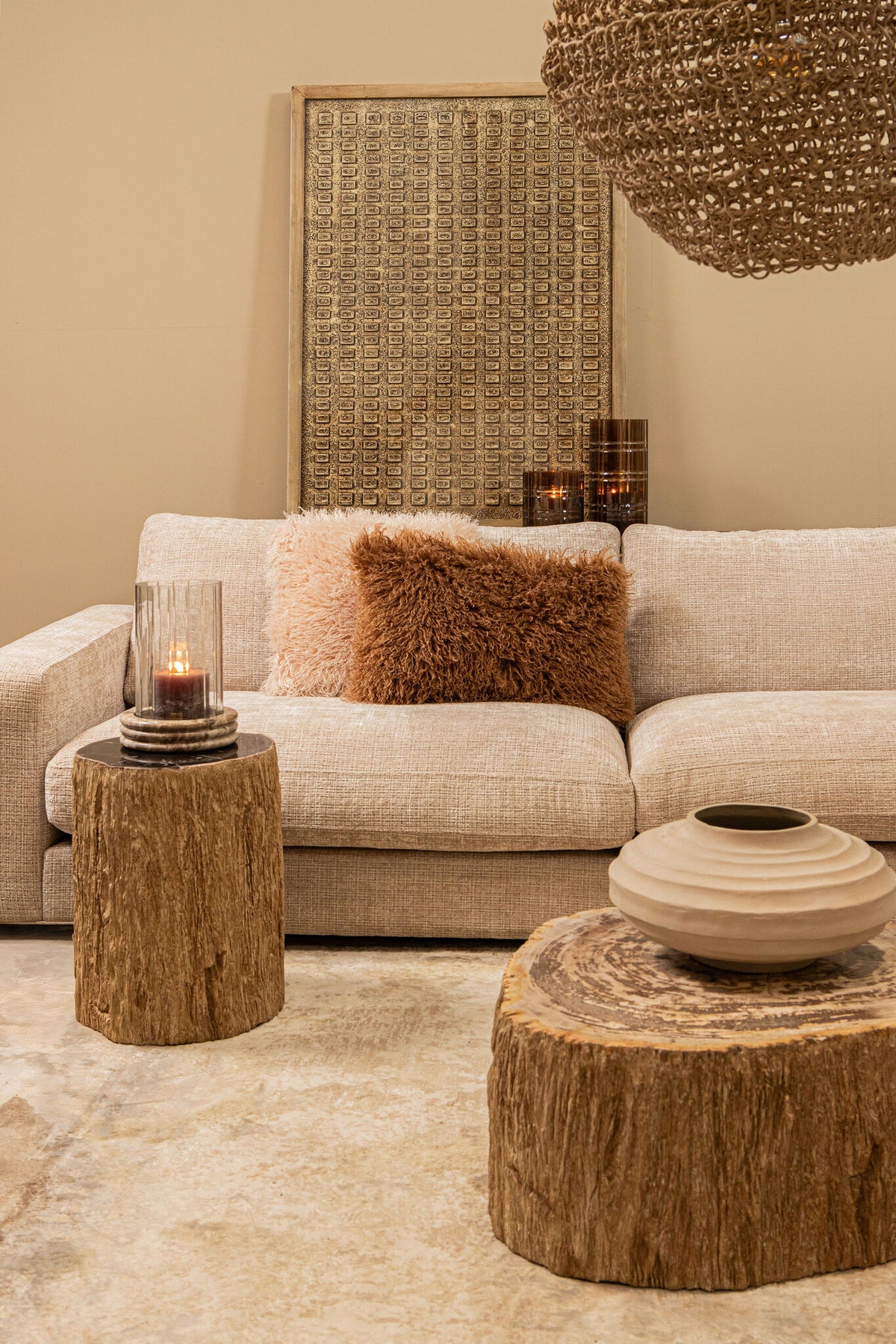 Olla Kody Beige Stone Wash de aluminio fundido acanalada L PTMD