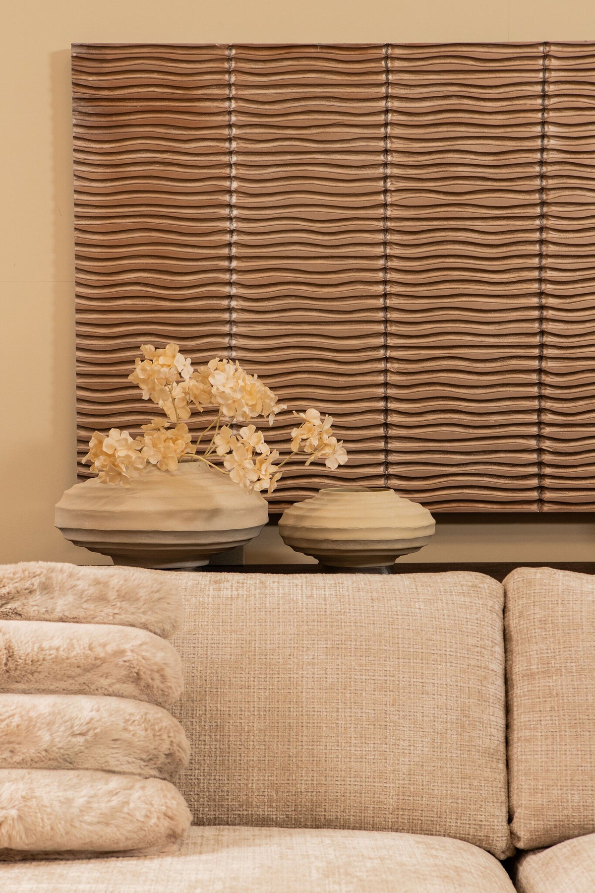 Olla Kody Beige Stone Wash de aluminio fundido acanalada L PTMD