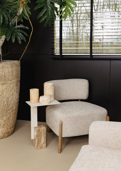 Mesa auxiliar Ebe Beige Mármol Rectangular PTMD