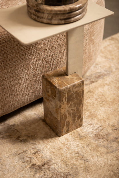 Mesa auxiliar Ebe Beige Mármol Rectangular PTMD