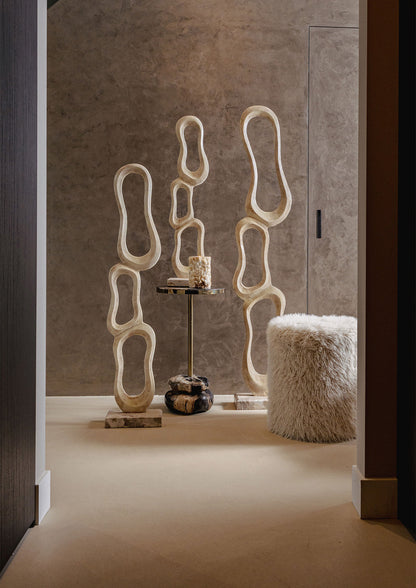 Figura Camare Diseño Abstracto Aluminio Fundido Beige Mediana PTMD