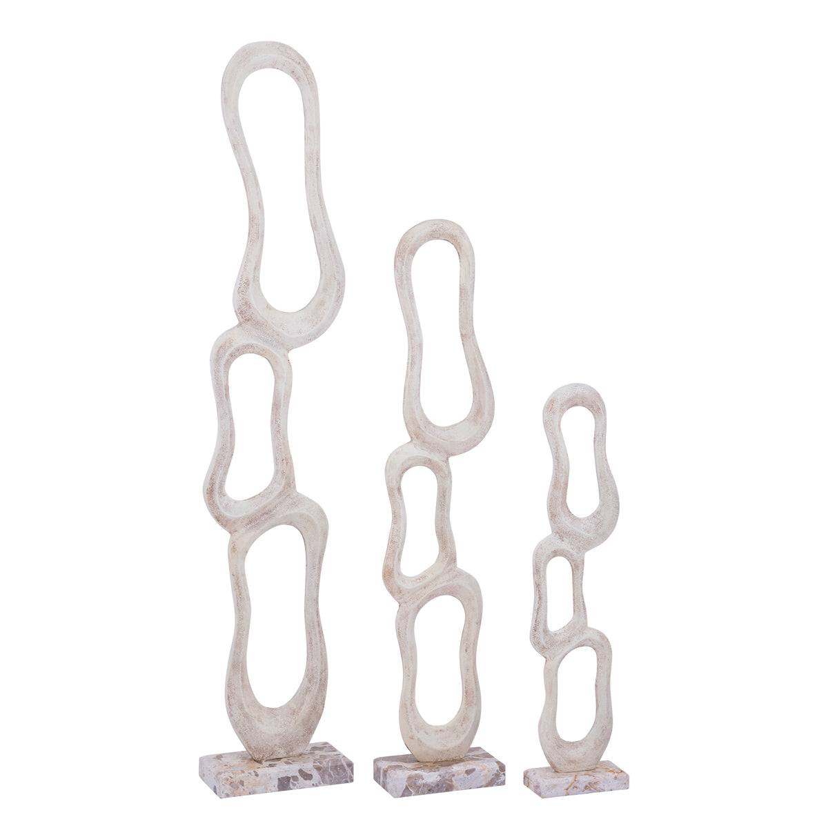 Figura Camare Diseño Abstracto Aluminio Fundido Beige Mediana PTMD