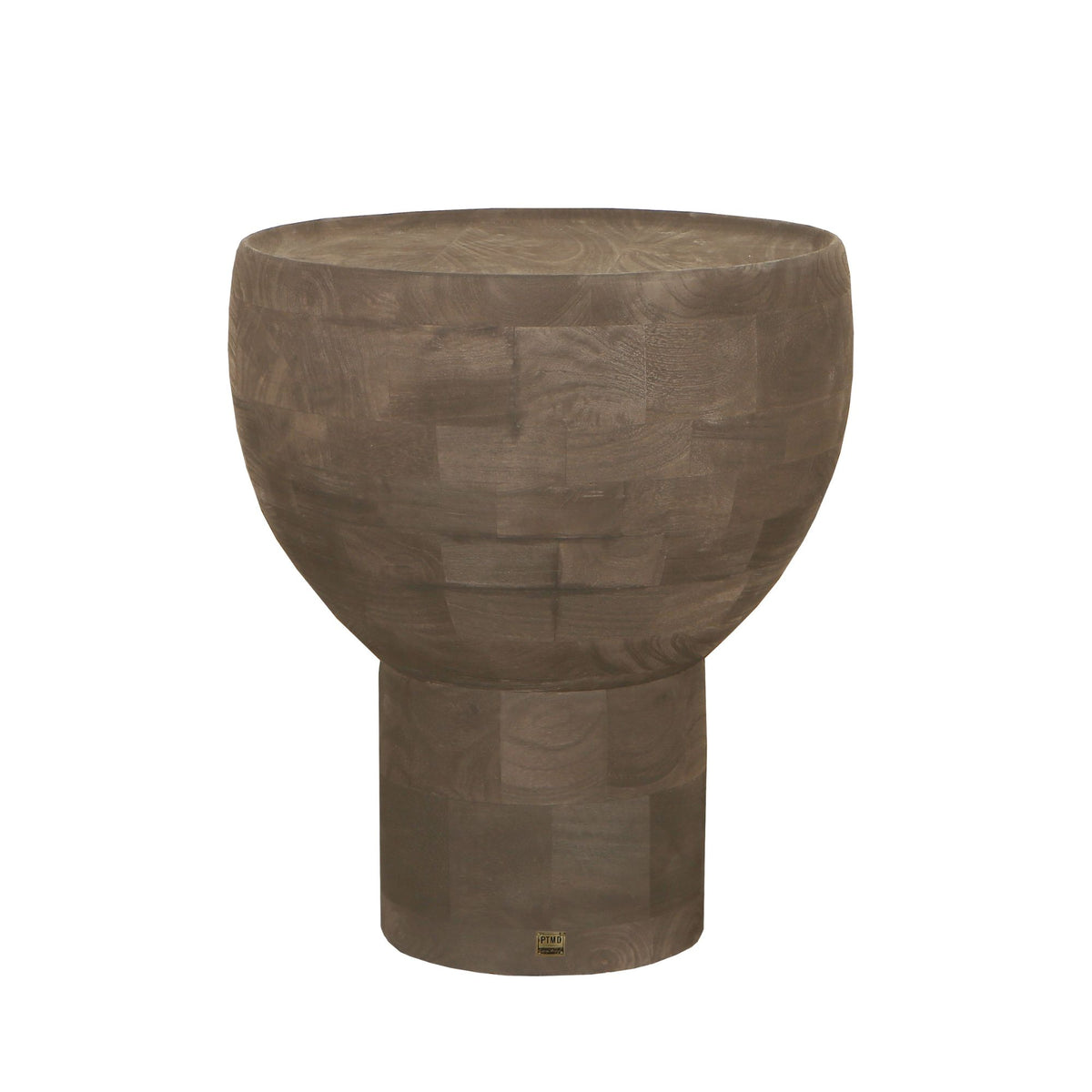 Mesa auxiliar Erno de madera de mango marrón con base redonda PTMD