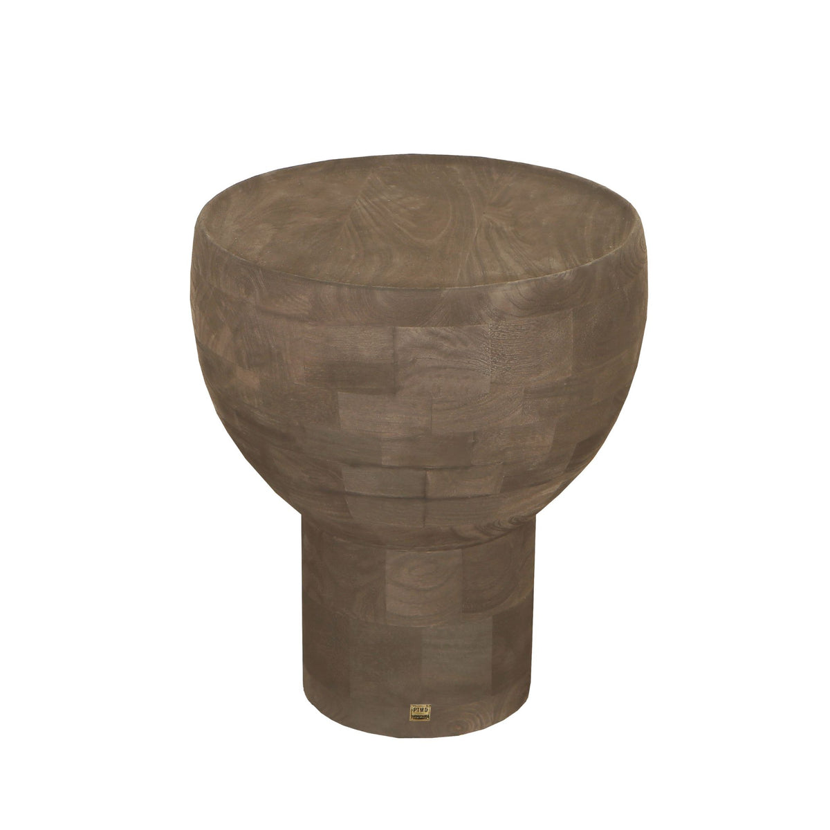Mesa auxiliar Erno de madera de mango marrón con base redonda PTMD