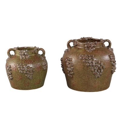 Deisy Tarro de Cerámica Verde con Asas Coral Rugoso L PTMD