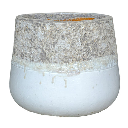 Maceta Lenz de cerámica con textura blanca grande PTMD