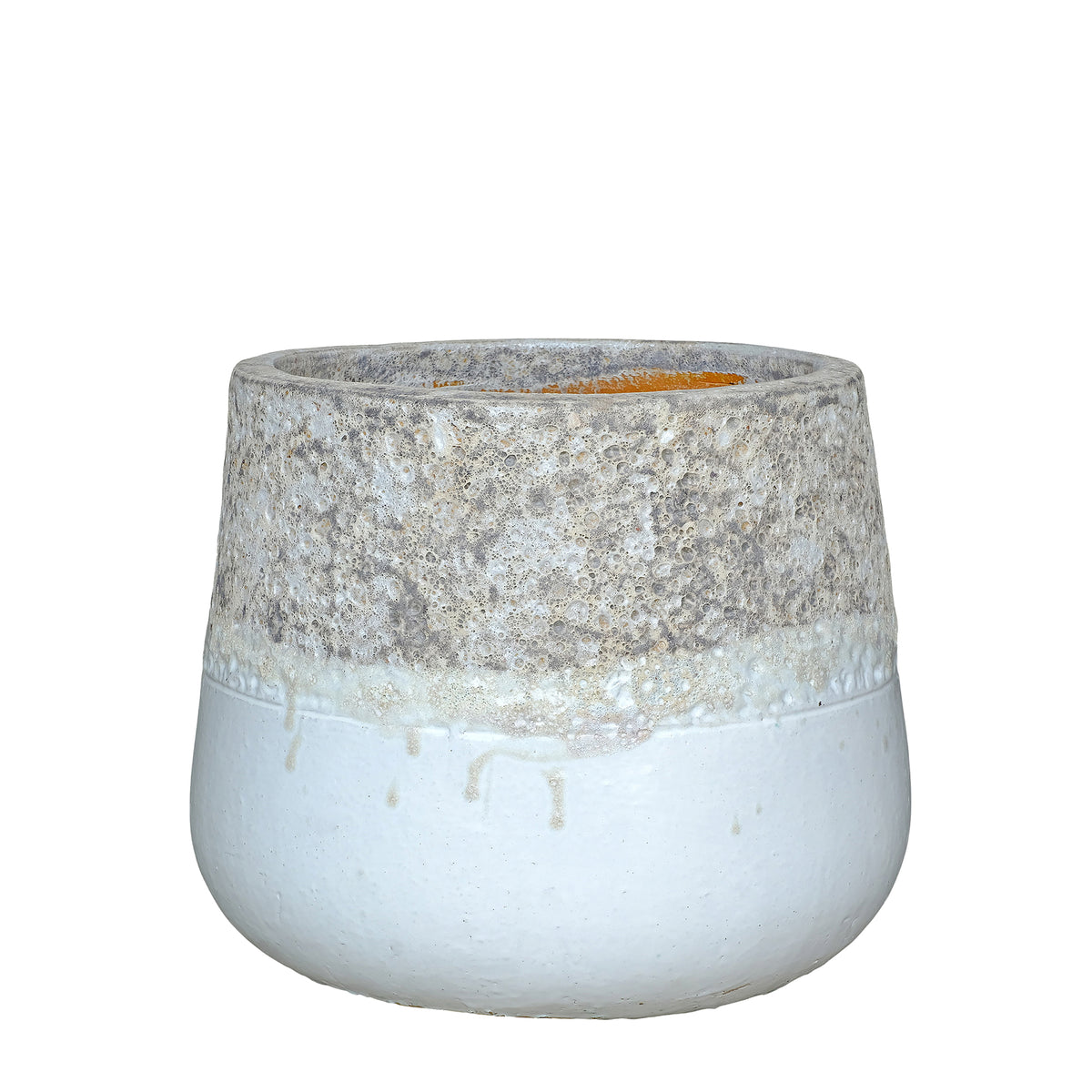 Maceta Lenz de cerámica con textura blanca pequeña PTMD