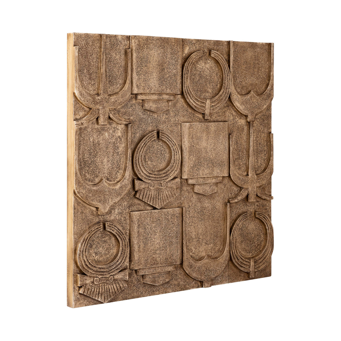 Panel de pared antiguo Saku de MDF beige con símbolos antiguos PTMD
