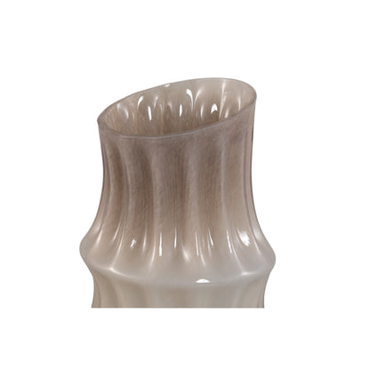 Anvi Cream Jarrón de Vidrio Sólido Forma Angular Redondo Grande PTMD