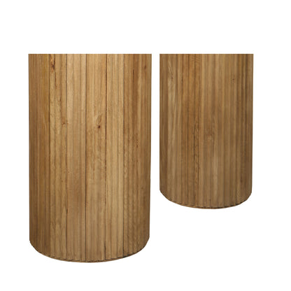 Jerra Juego de 2 pedestales de madera de mango acanalado natural PTMD