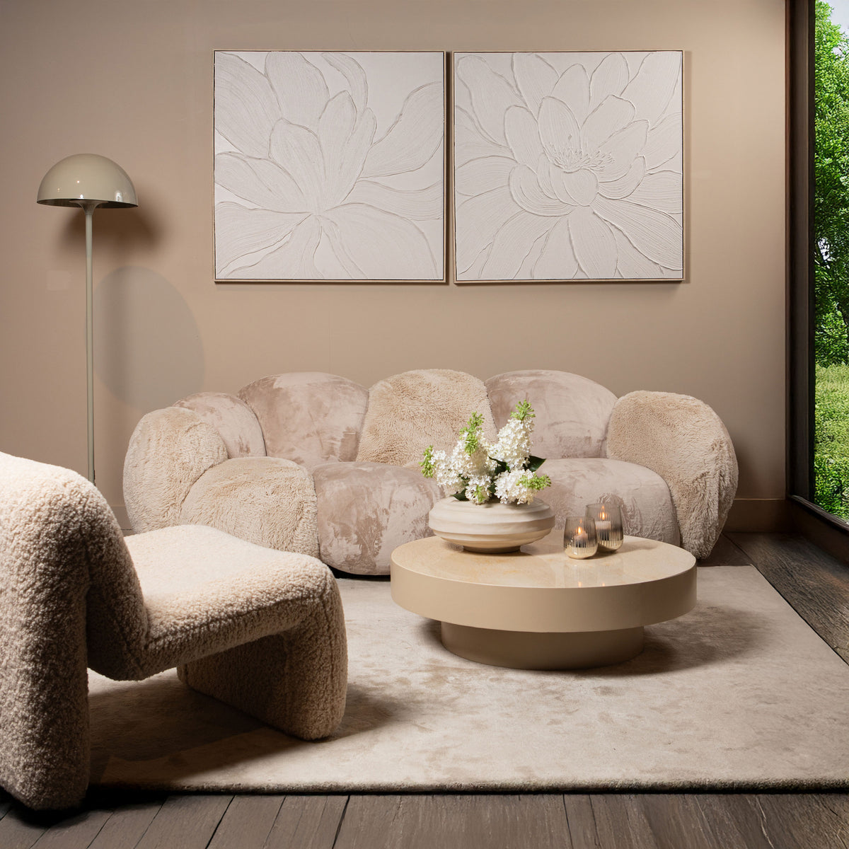 Kody Beige Stone Wash maceta acanalada de aluminio fundido M PTMD