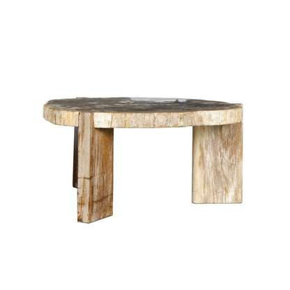 Mesa de centro Kayo Natural Madera petrificada 3 Patas Alta PTMD