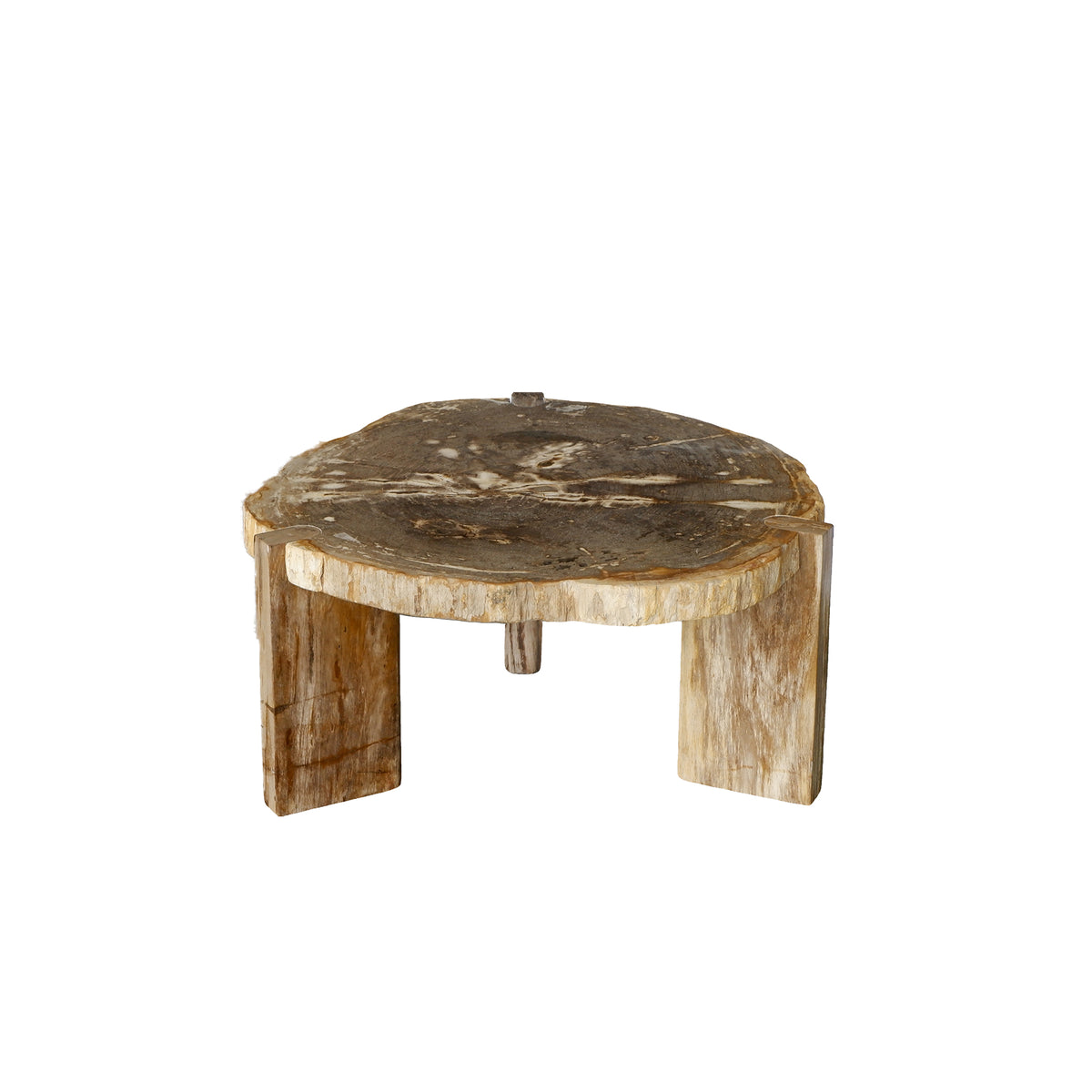 Mesa de centro Kayo Natural Madera petrificada 3 Patas Alta PTMD