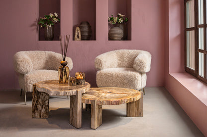 Mesa de centro Kayo Madera petrificada natural 3 patas Baja PTMD
