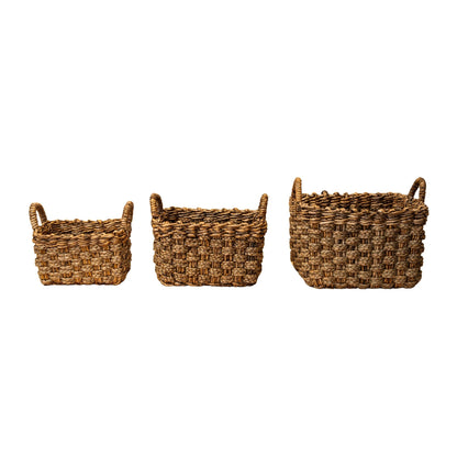 Juego de 3 cestas rectangulares de hierba marina natural Keili PTMD