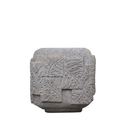 Maceta Blayd Gris Cemento Hoja de Palma Cuadrada Pequeña PTMD