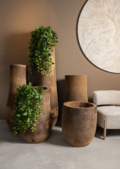 Maceta de madera de palisandro Jamez de lujo extra pequeña Ø50x60 cm PTMD