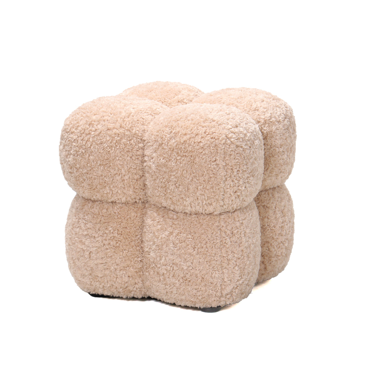 Puf cuadrado de tela beige Teddy PTMD