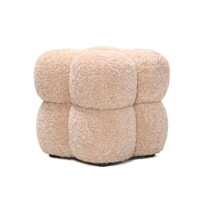 Puf cuadrado de tela beige Teddy PTMD